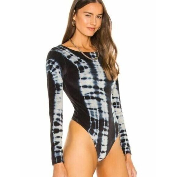ALLSAINTS Raffi Velvet Bodysuit In Ink Blue/ Grey Marl Women's US Size 00 NWT - Picture 1 of 14